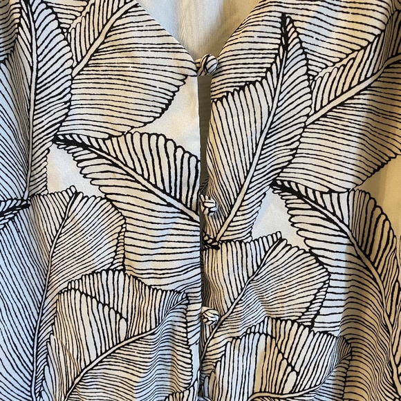 Black and white palm print tank with knot SIZE S - Picture 3 of 4